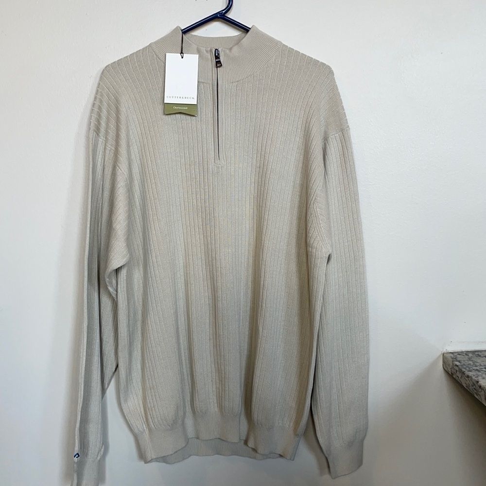 Cutter & Buck Ribbed Pullover 1/4 Zip up Sweater 100% cotton - Picture 5 of 11